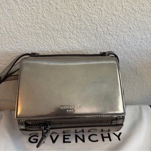 Authentic Givenchy Limited Edition Silver Mini Pandora Box Leather Bag